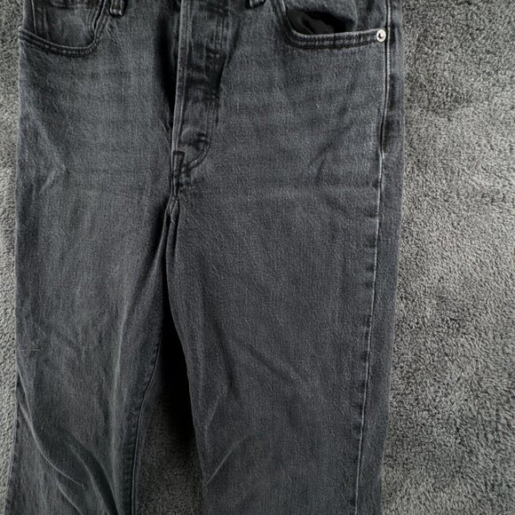 Levi’s PREMIUM RIBCAGE FLARE Button Fly BIG E Frayed Hem Jeans Size 28 Charcoal - Picture 3 of 16